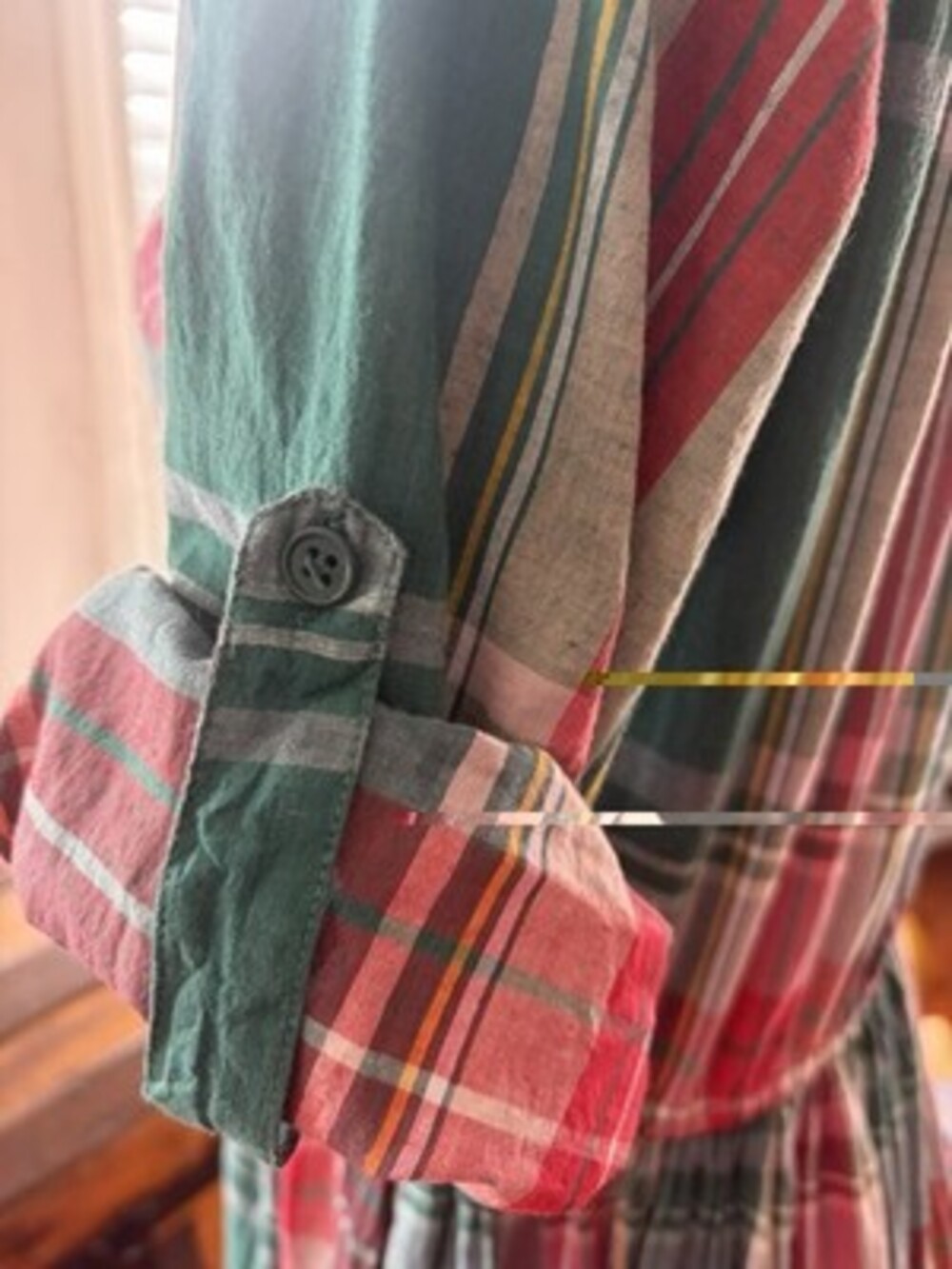 VTG 100% Cotton Plaid Button Down Dress W/ Pockets - Women’s Medium - Farm Wife - Picture 4 of 10